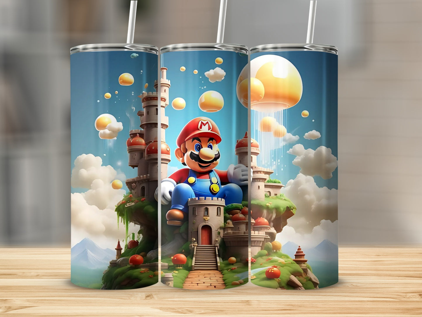 Vibrant Retro Castle and Plumber Design Drinking Cup