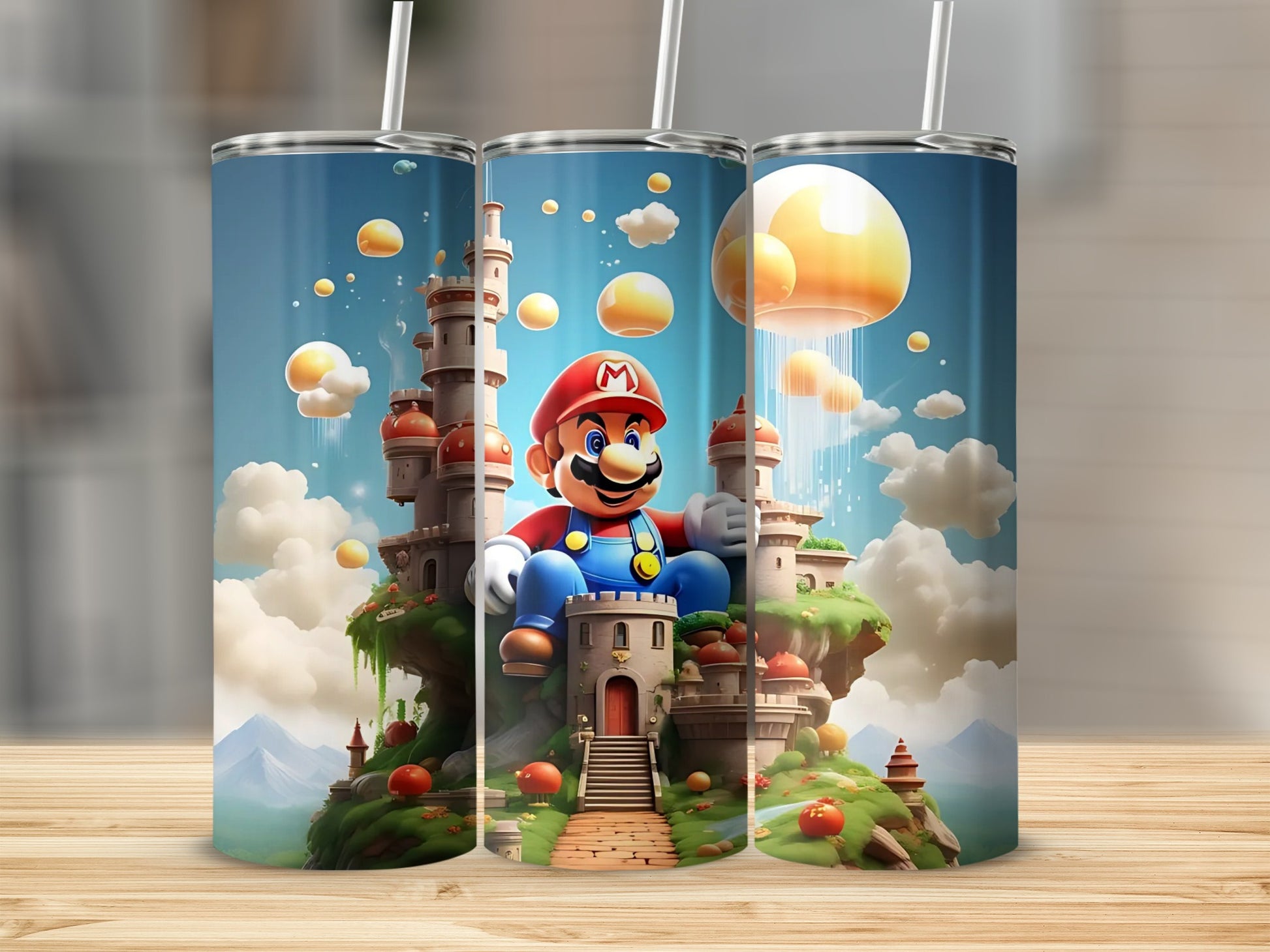 Vibrant Retro Castle and Plumber Design Drinking Cup
