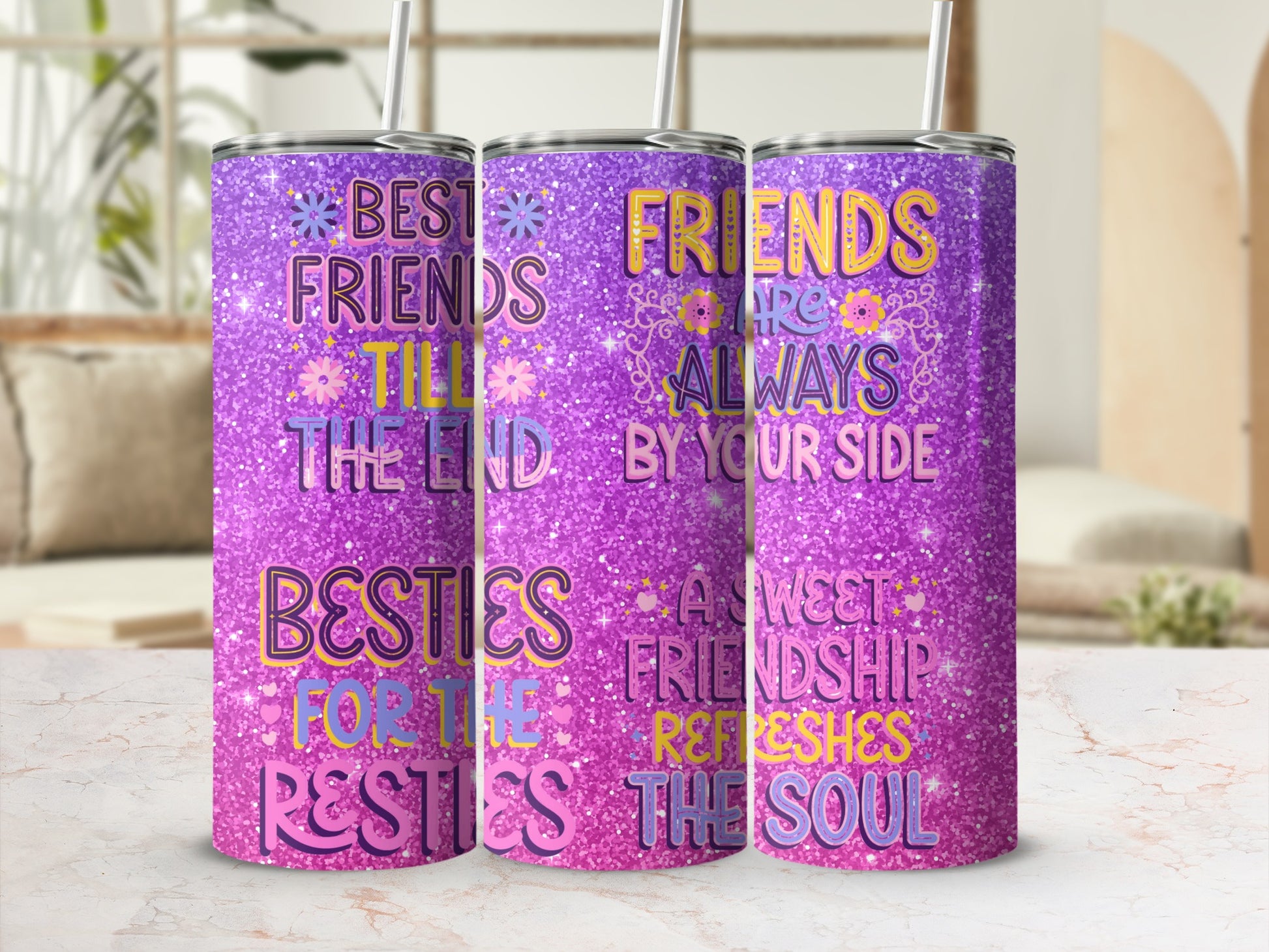 Best Friends Forever Pink Glitter Tumbler Product