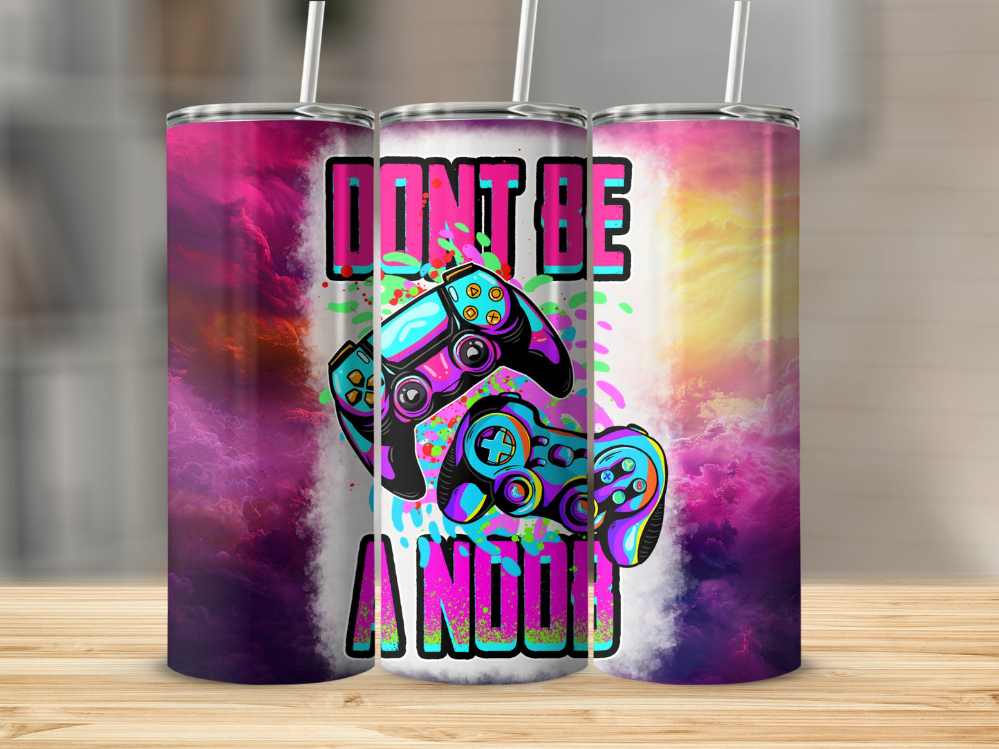 Don't Be A Noob Colorful Gaming Themed Tumbler