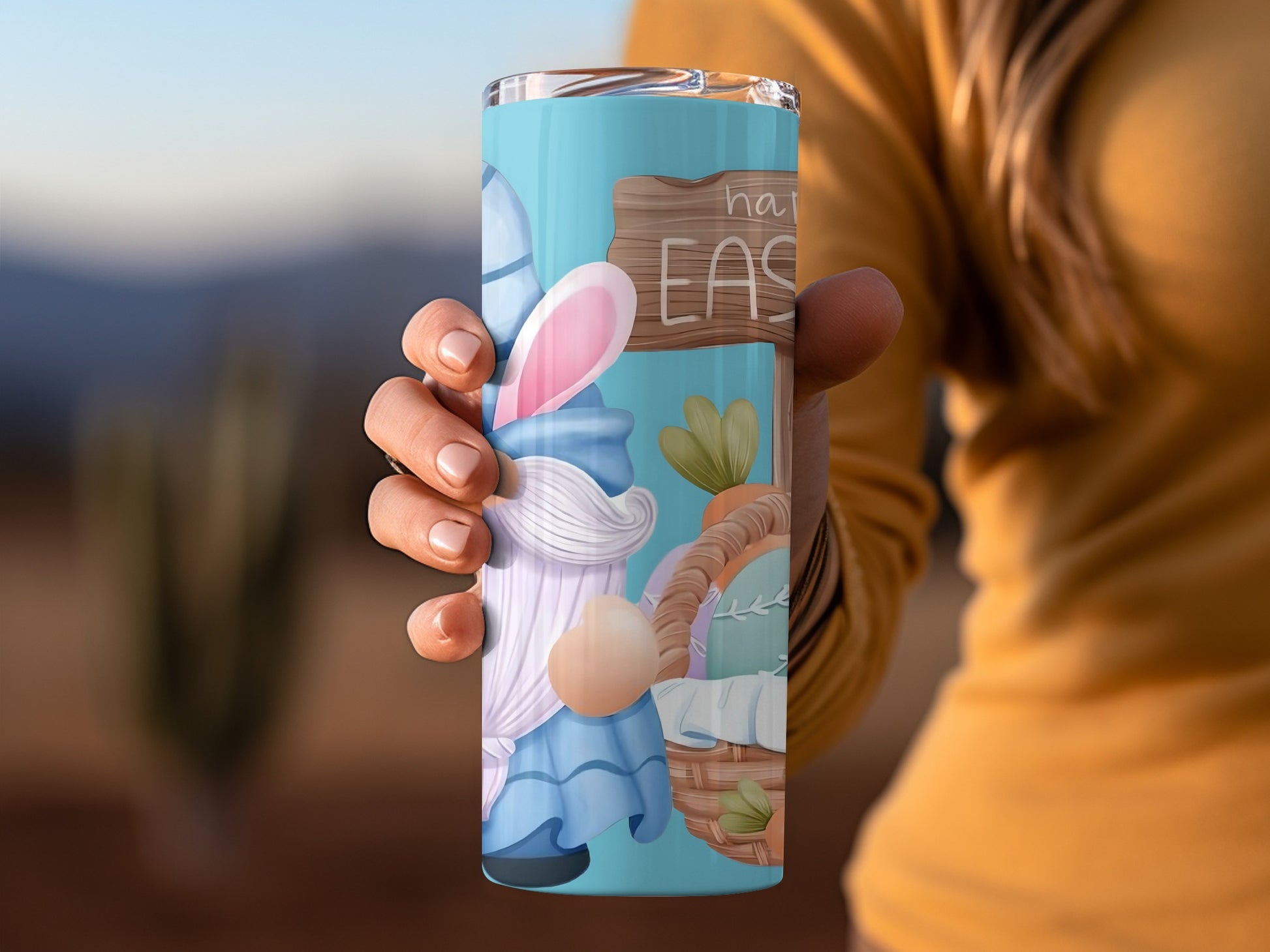 Happy Easter Bunny and Basket Design Tumbler