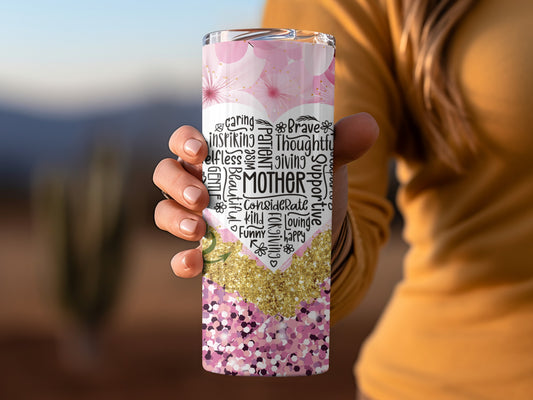 Inspirational Mother's Day Glitter Tumbler