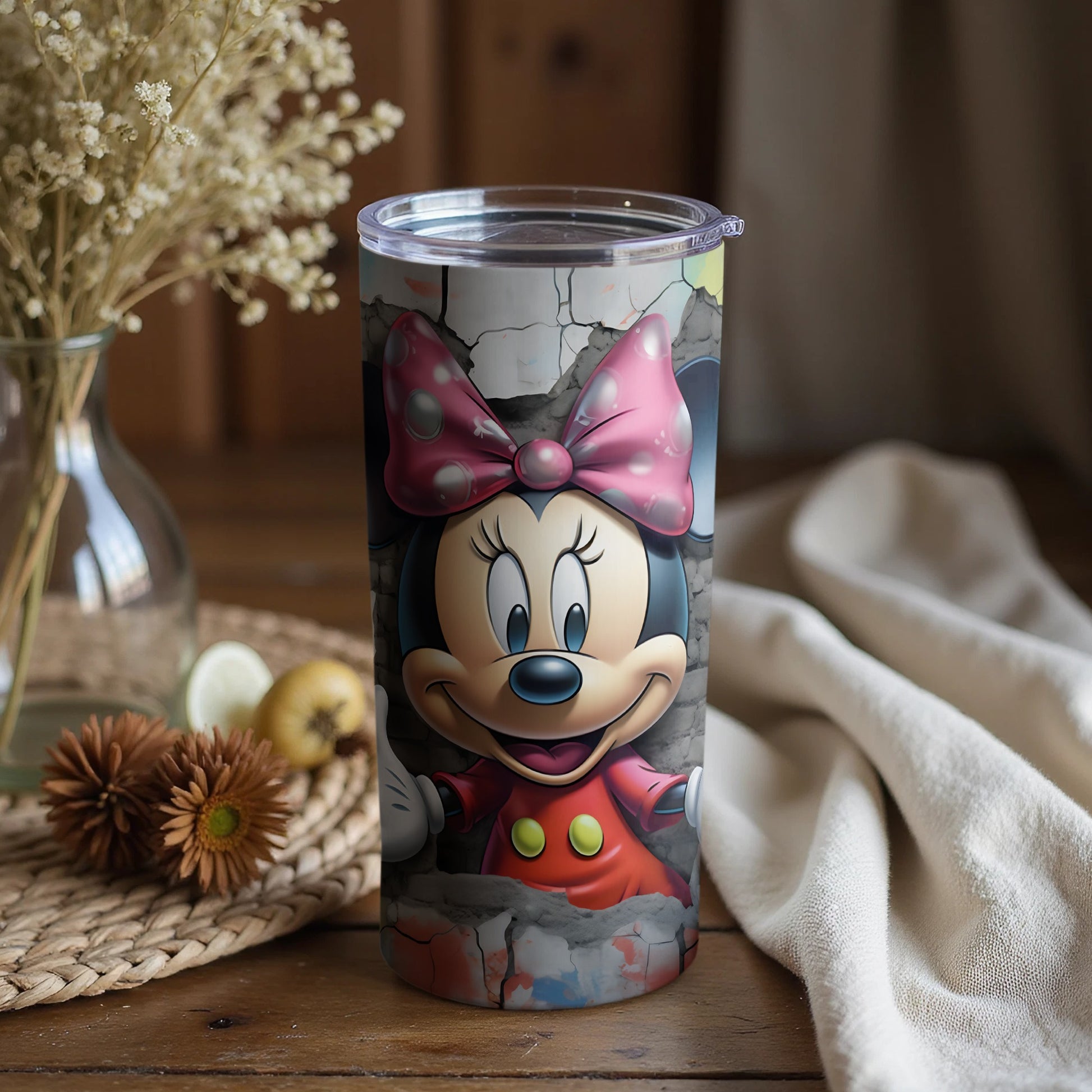 Cute Minnie Mouse Tumbler with Pink Bow for Kids
