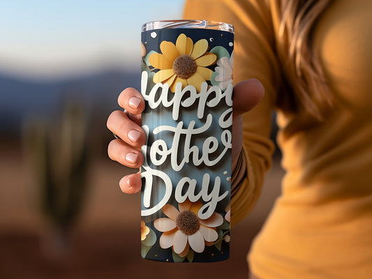 Happy Mother Day Floral Design Insulated Tumbler Cup