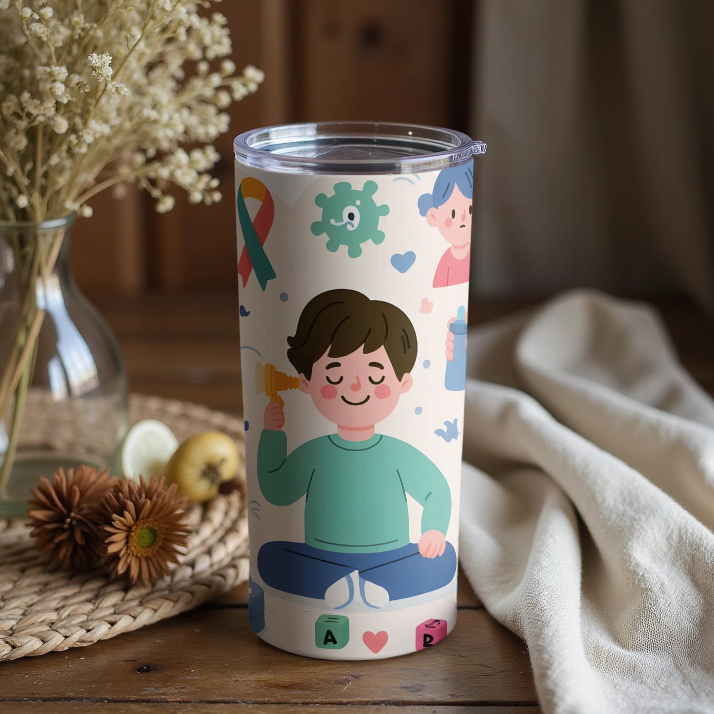 Colorful Tumbling ABC Kids Illustration Tumbler