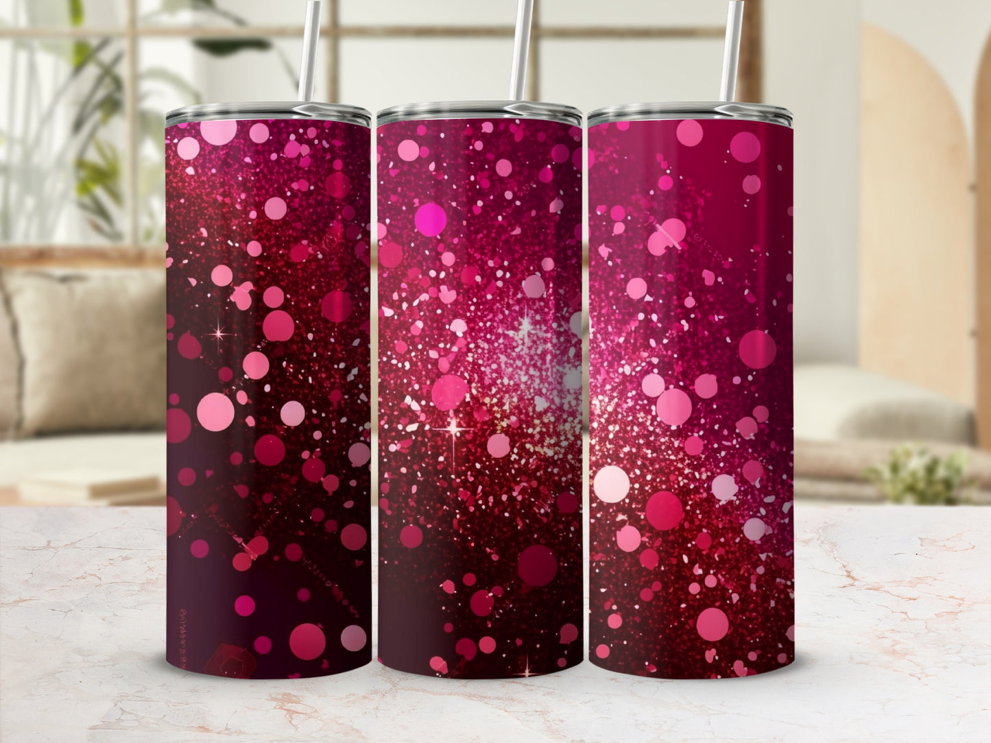 Shiny Pink Magenta Glitter Circles Sparkle Design Tumbler product type