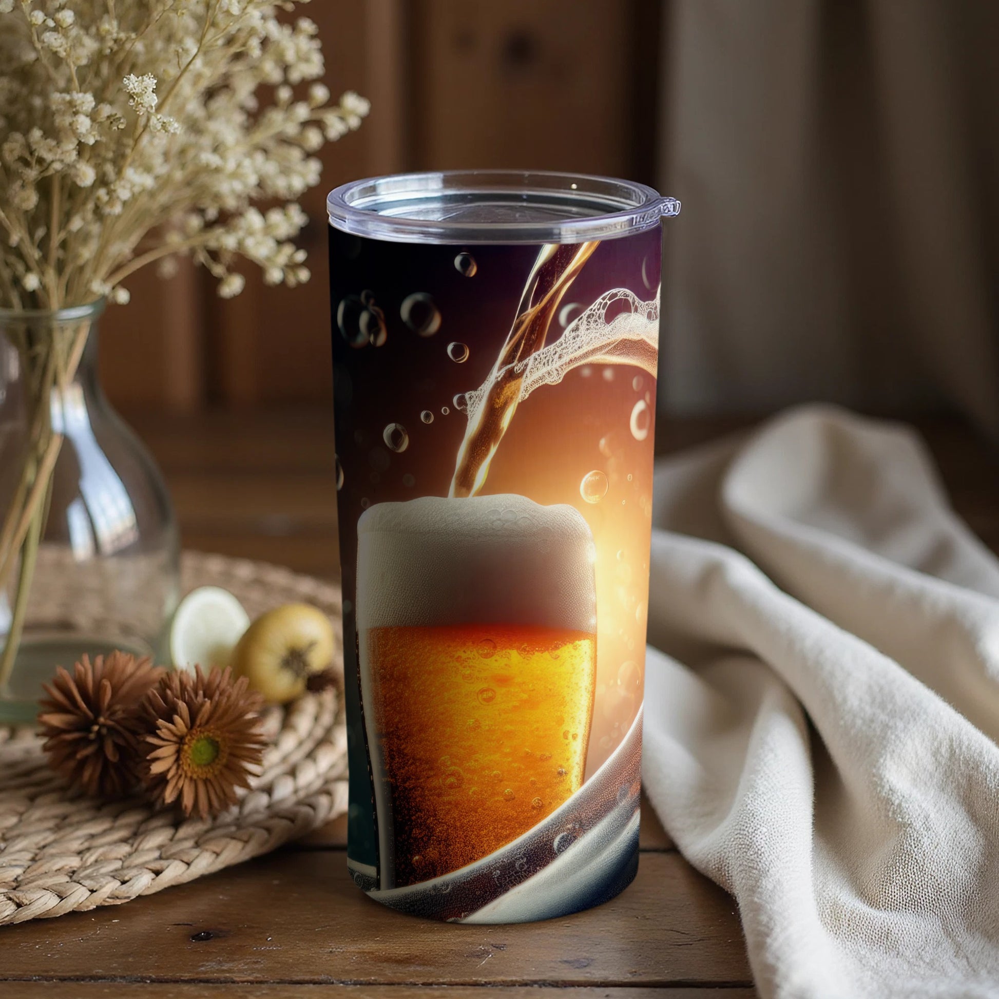 Beer Pouring with Bubbles Tumbler Cup