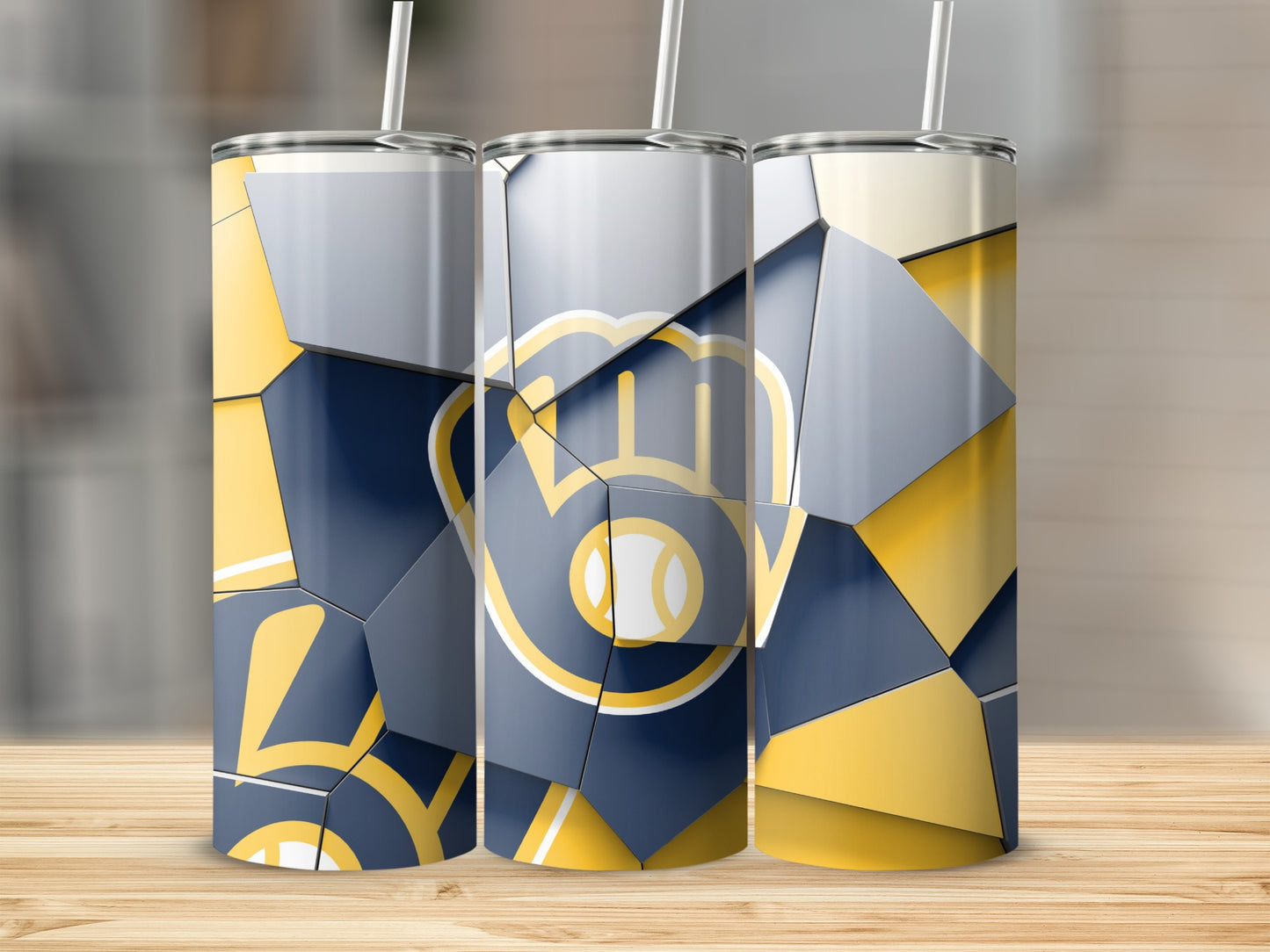 Milwaukee Brewers Fractured Team Logo Design Tumblers