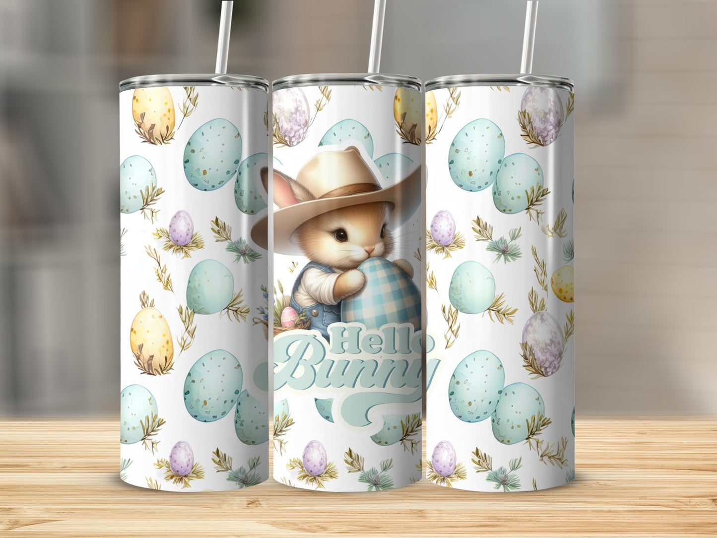 Cute Bunny Cowboy Hat Easter Eggs Hello Bunny Tumbler product type