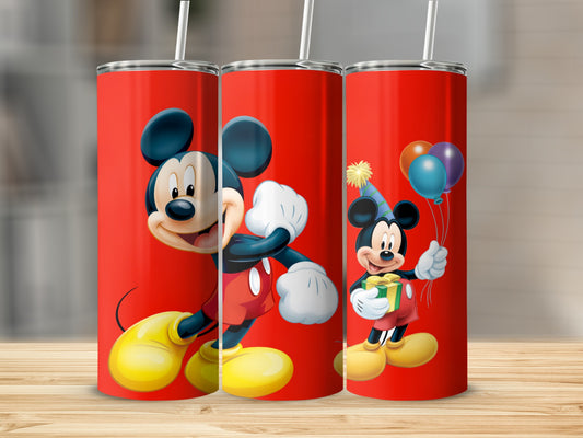 Red Cartoon Character Tumbler with Balloons Design