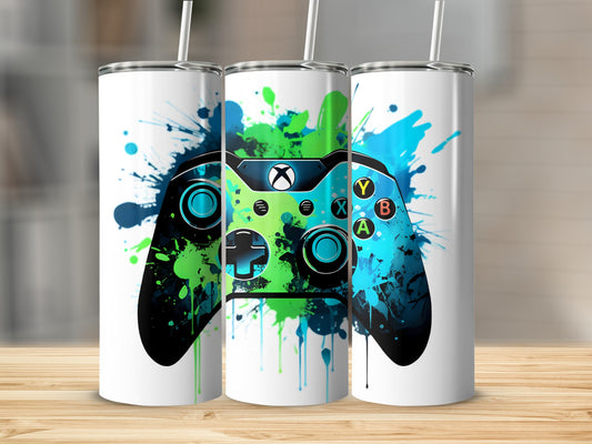Gaming Controller Splatter Art Tumbler Cup