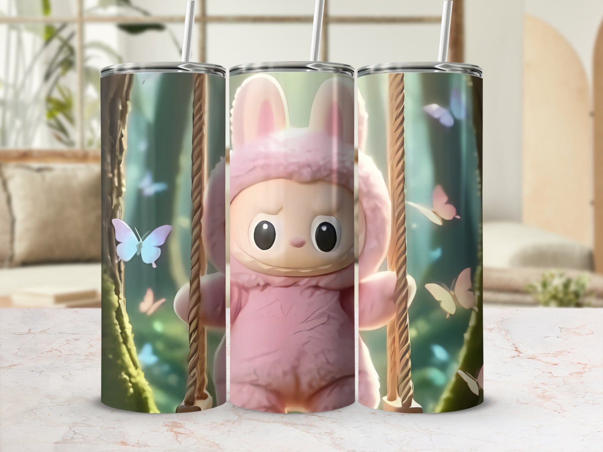 Cute Cartoon Bunny Forest Design Tumbler