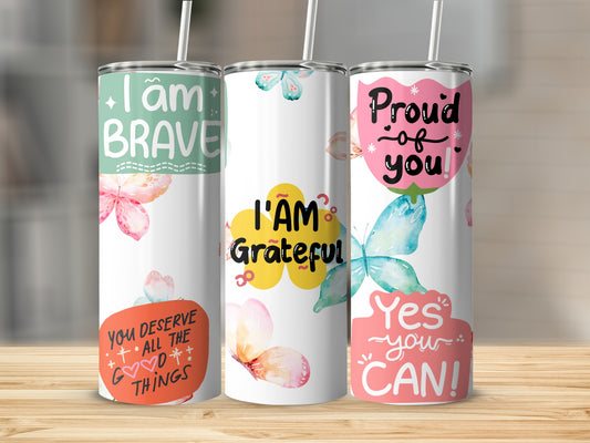 Motivational Floral Butterfly Design Tumblers Collection