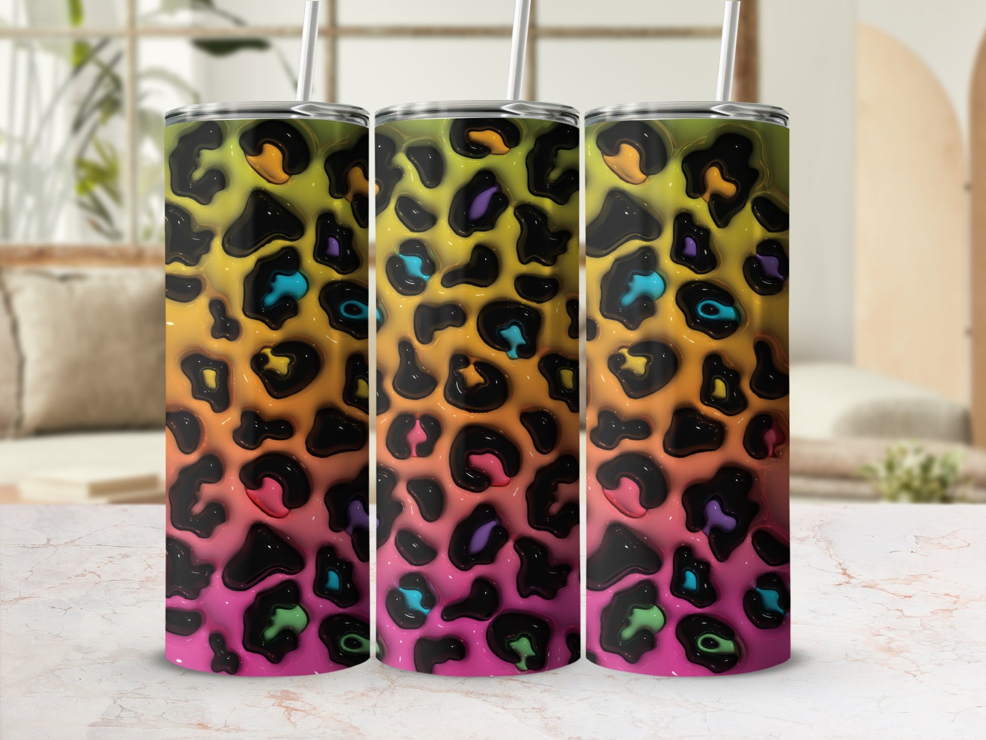 Vibrant Colorful Gradient Leopard Print Tumbler product type