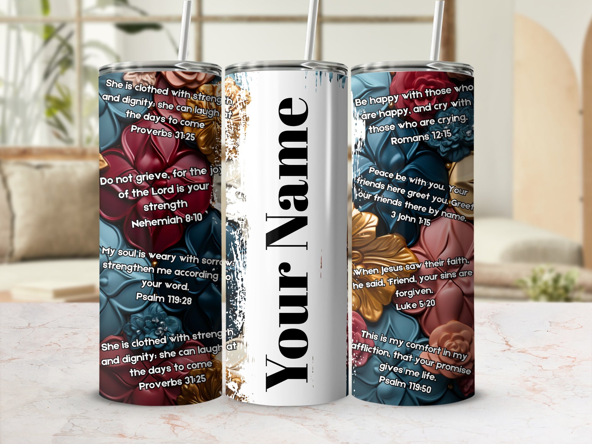 Personalized Floral Design Inspirational Quotes Tumbler