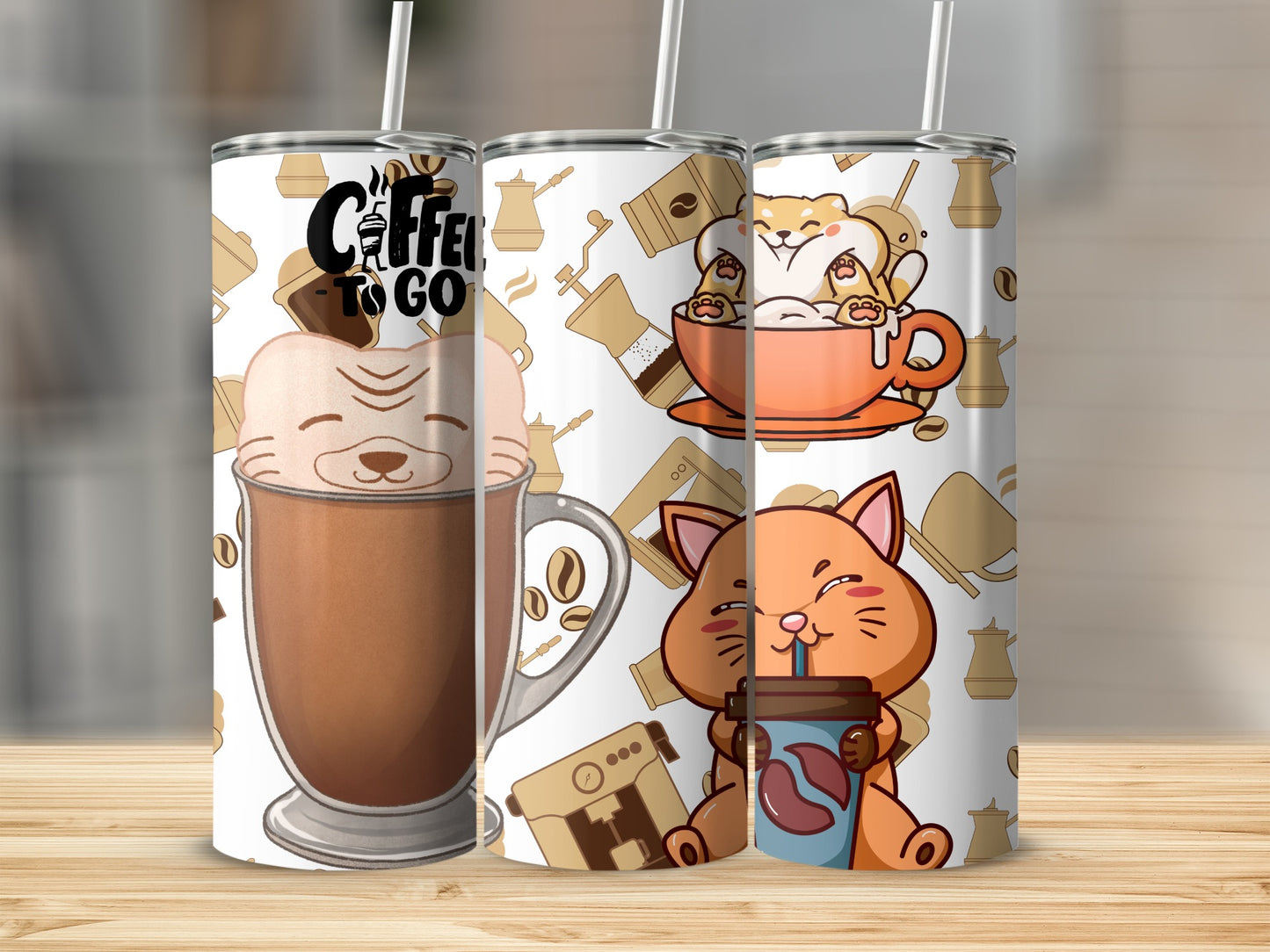 Cute Coffee Cats Travel Tumblers for Pet Lovers