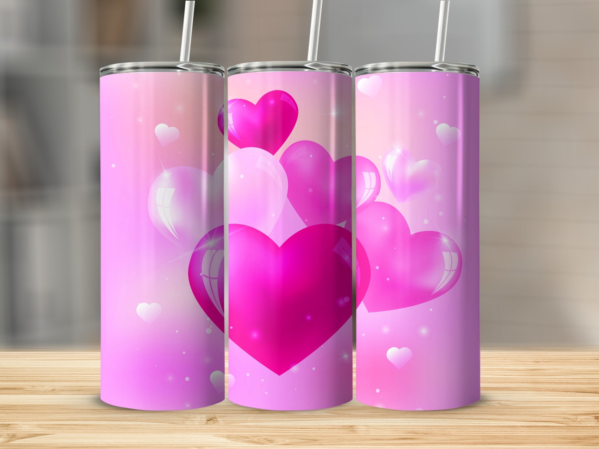 Pink Hearts Glossy Bubble Sparkle Pattern Tumbler product type