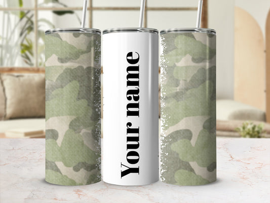 Personalized Camouflage Design Tumbler with Straw