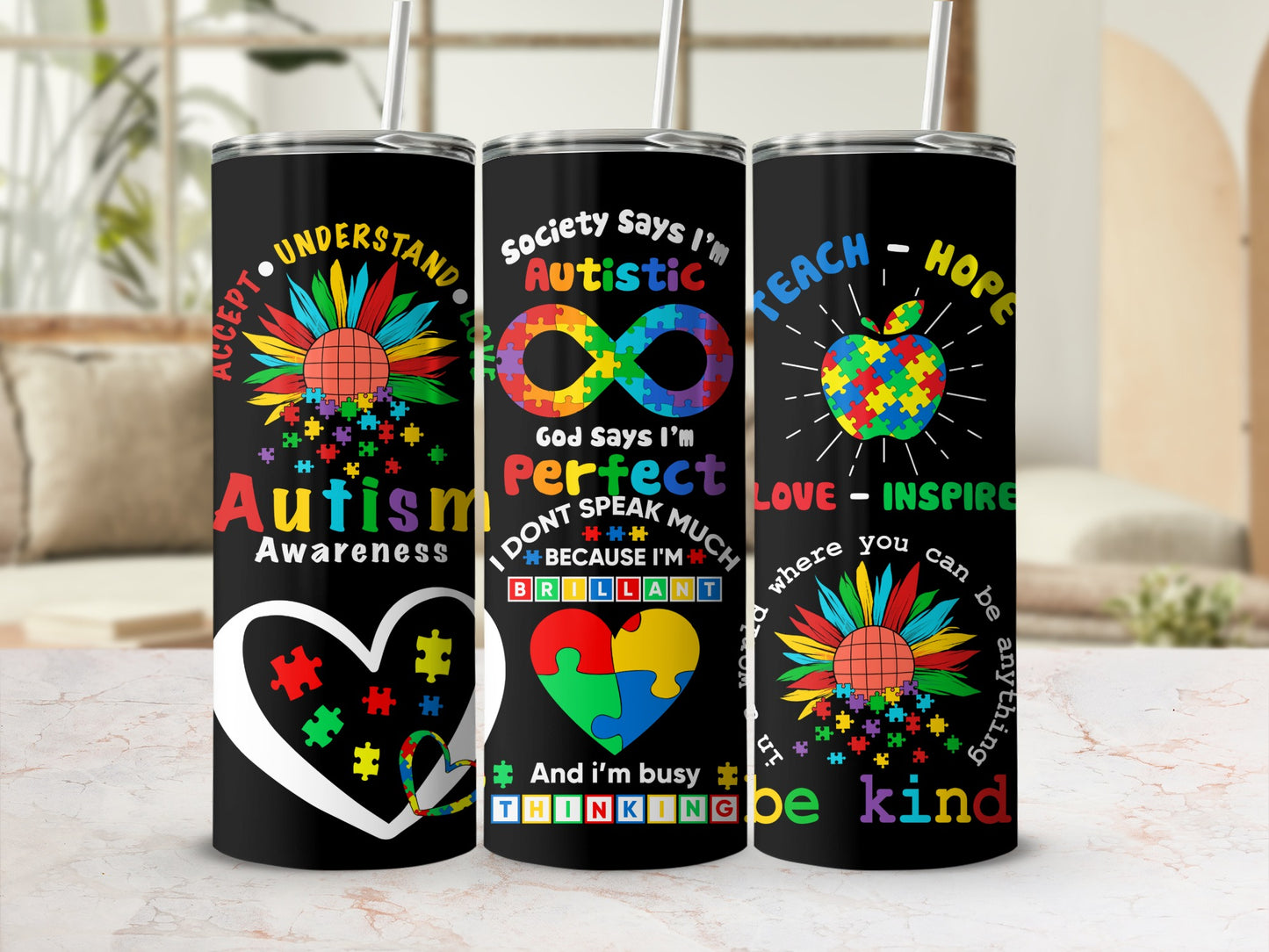 Autism Awareness Colorful Tumbler Inspirational Product