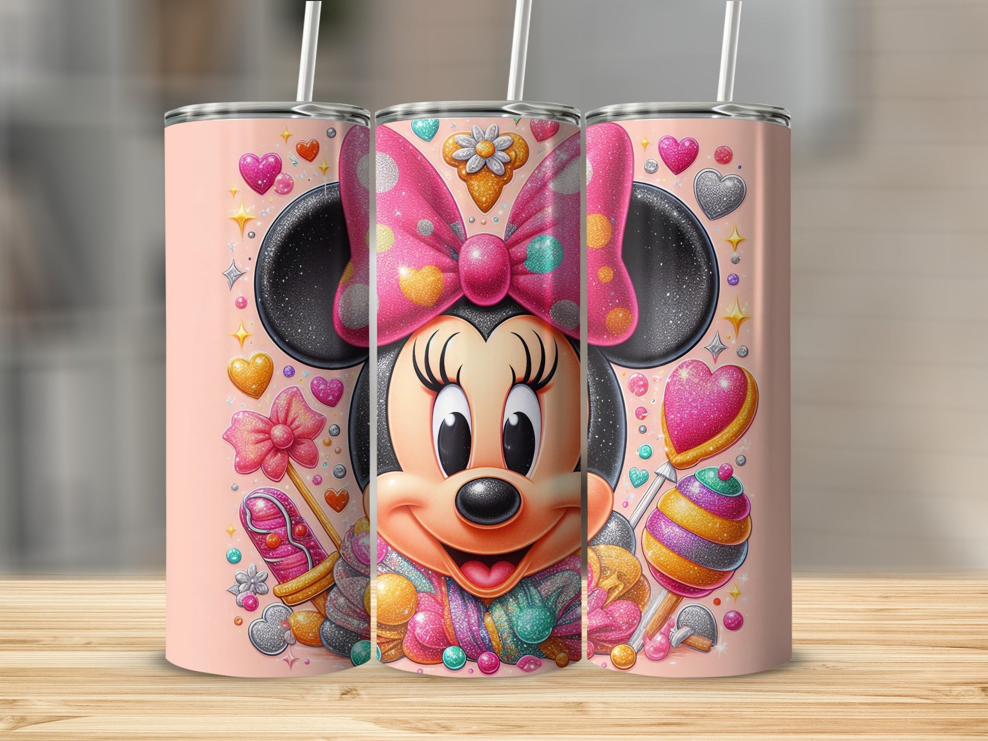 Minnie Mouse Tumbler with Colorful Sweet Treats Graphics