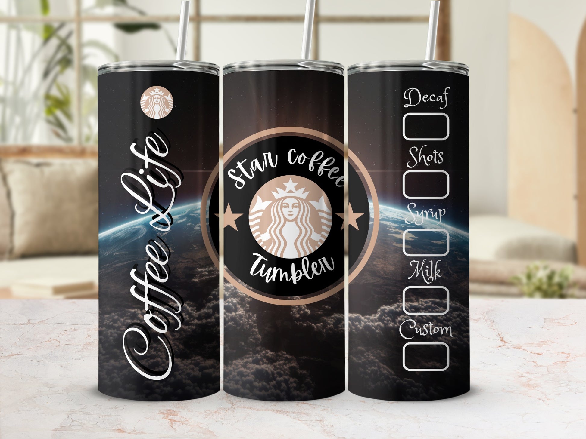 Space-Themed Customizable Coffee Life Tumbler