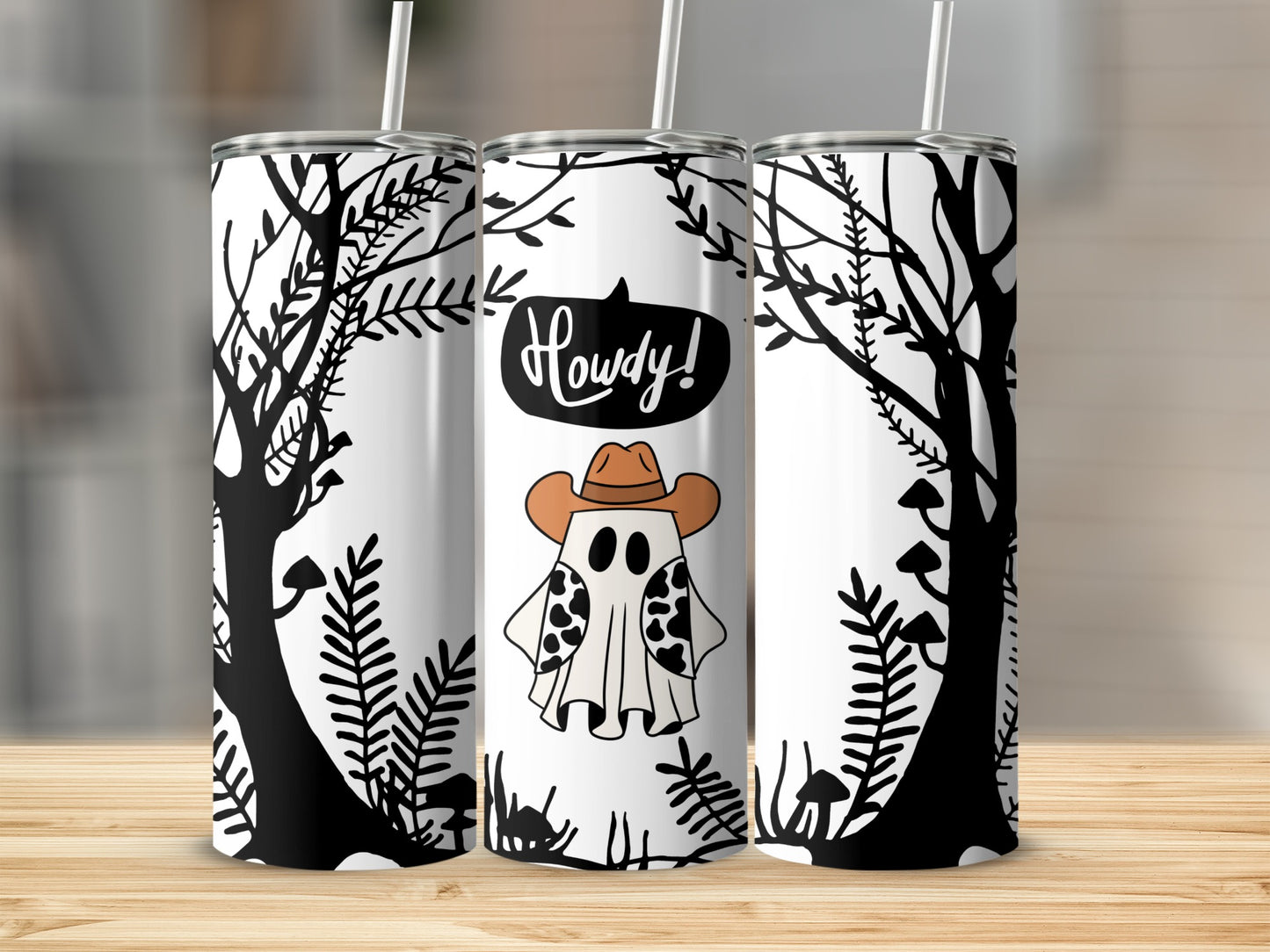 Howdy Ghost Cowboy Halloween Tumbler Custom Drinkware