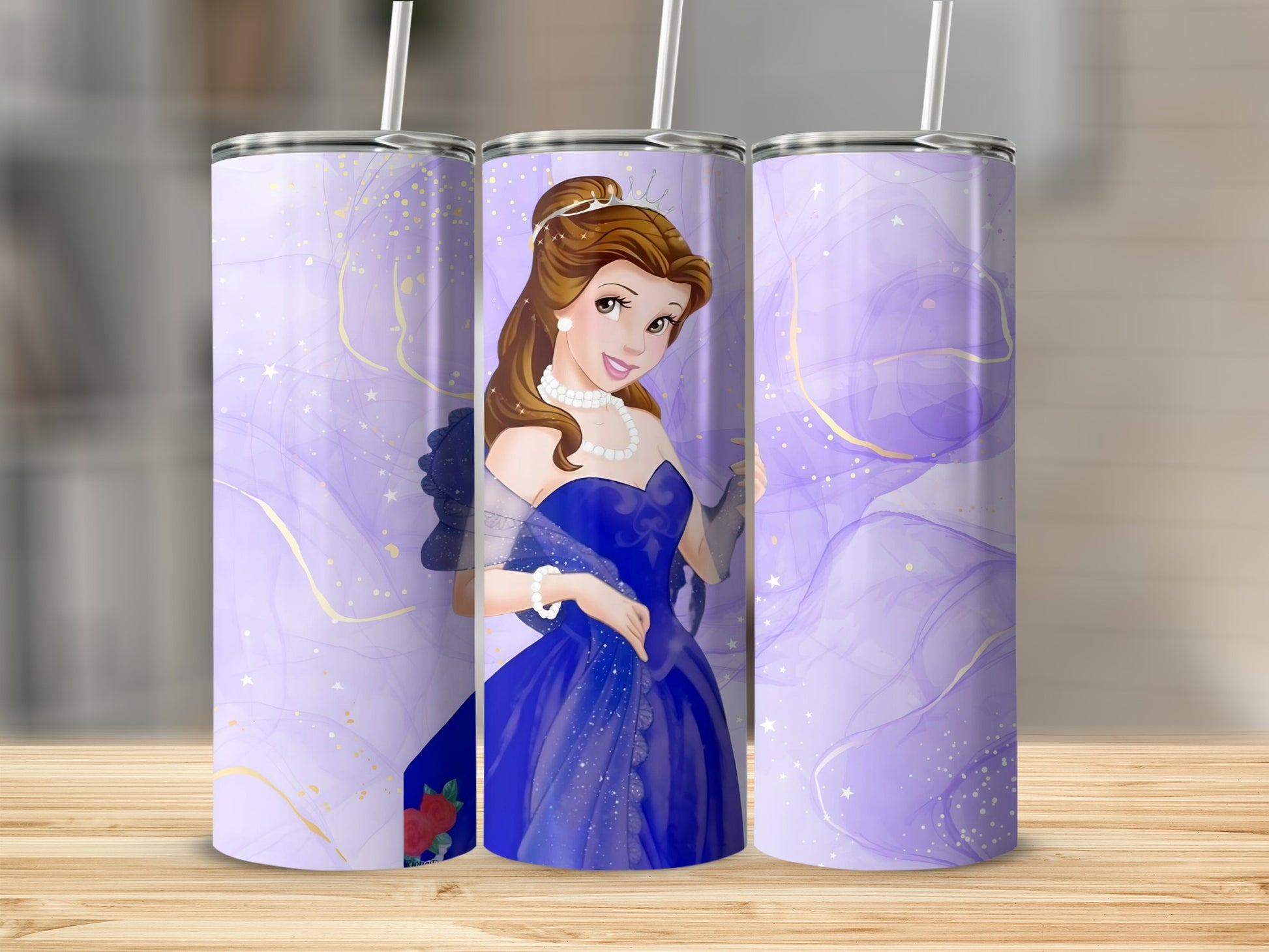 Enchanting Princess in Blue Dress Tumbler Cup