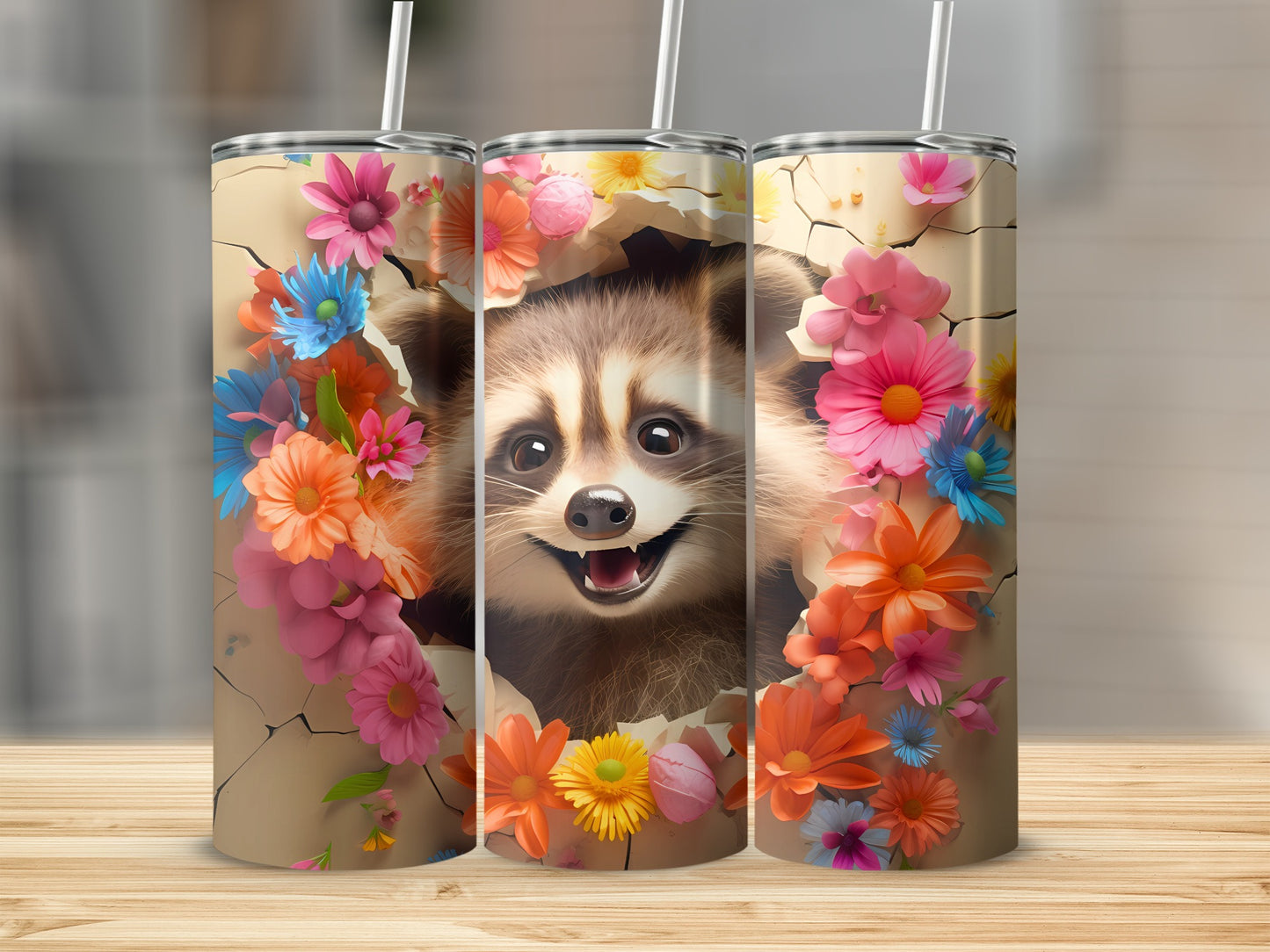 Happy Raccoon Floral Burst Crackle Design Tumbler product type
Raccoon, Cute Raccoon, Animal Tumbler, Floral Tumbler, Flower Design, Colorful Flowers, Happy Raccoon, Cracked Design, Bursting Design, Tumbler, Drinkware, Beverage Holder, Unique Tumbler, Gift Idea, Spring Flowers, Summer Design, Wildlife Art, Nature Inspired, Fun Tumbler, Pet Lover