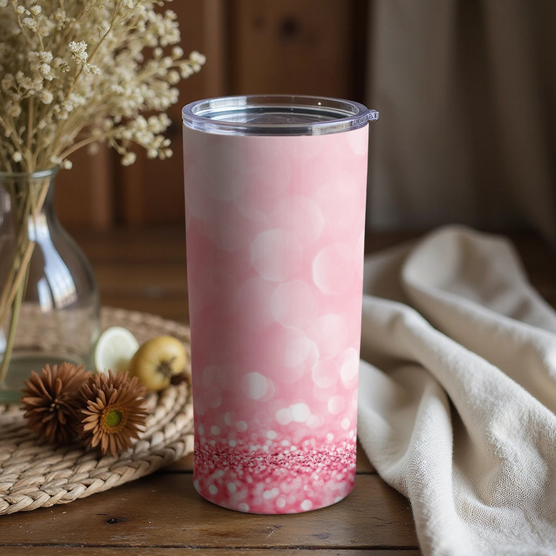 Pink Sparkling Bokeh Pattern Drinkware Item