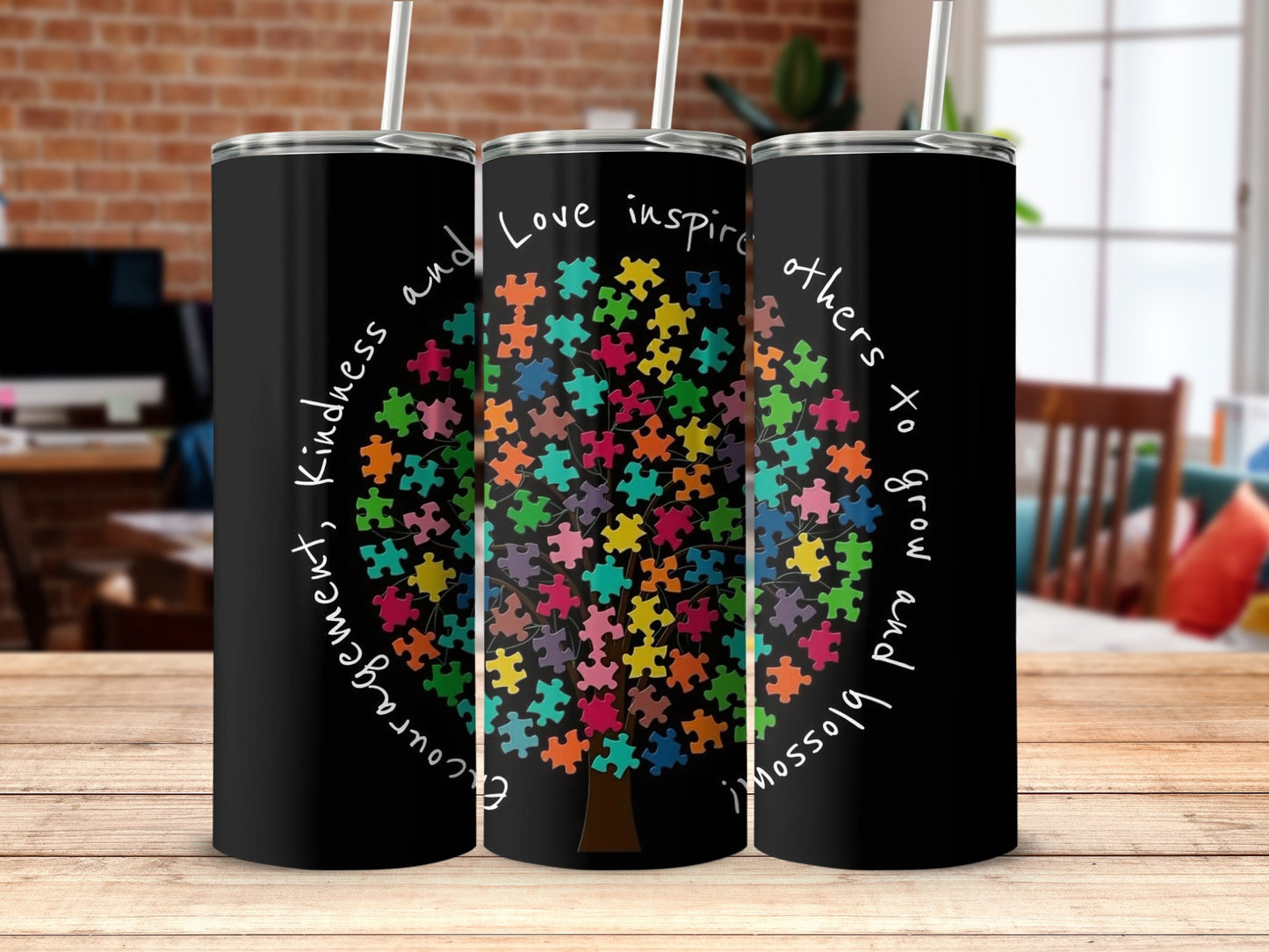 Tree Puzzle Autism Awareness Design for Tumblers