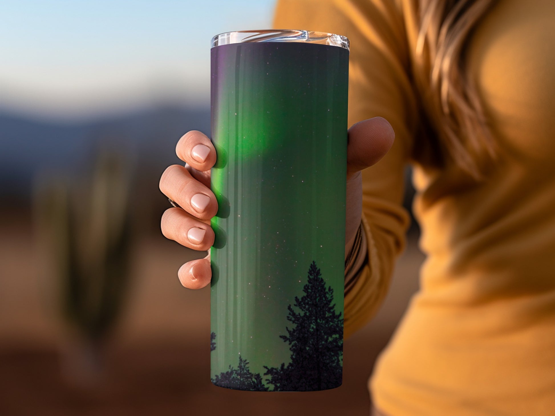Northern Lights Forest Design Travel Mug