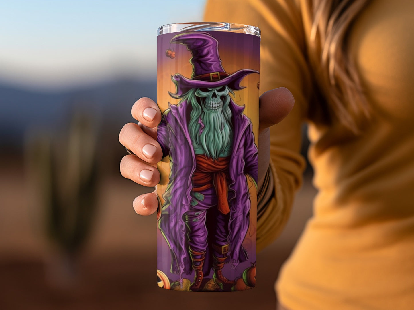 Spooky Witch Skeleton Themed Tumbler Halloween Gift