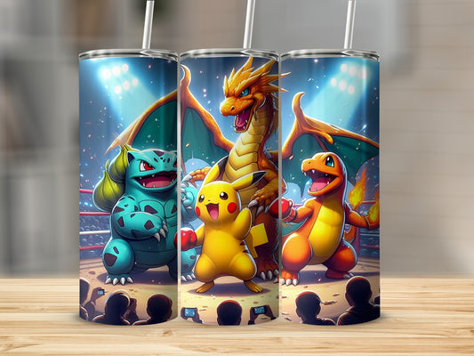 Vibrant Pokémon Character Art Tumbler Collection