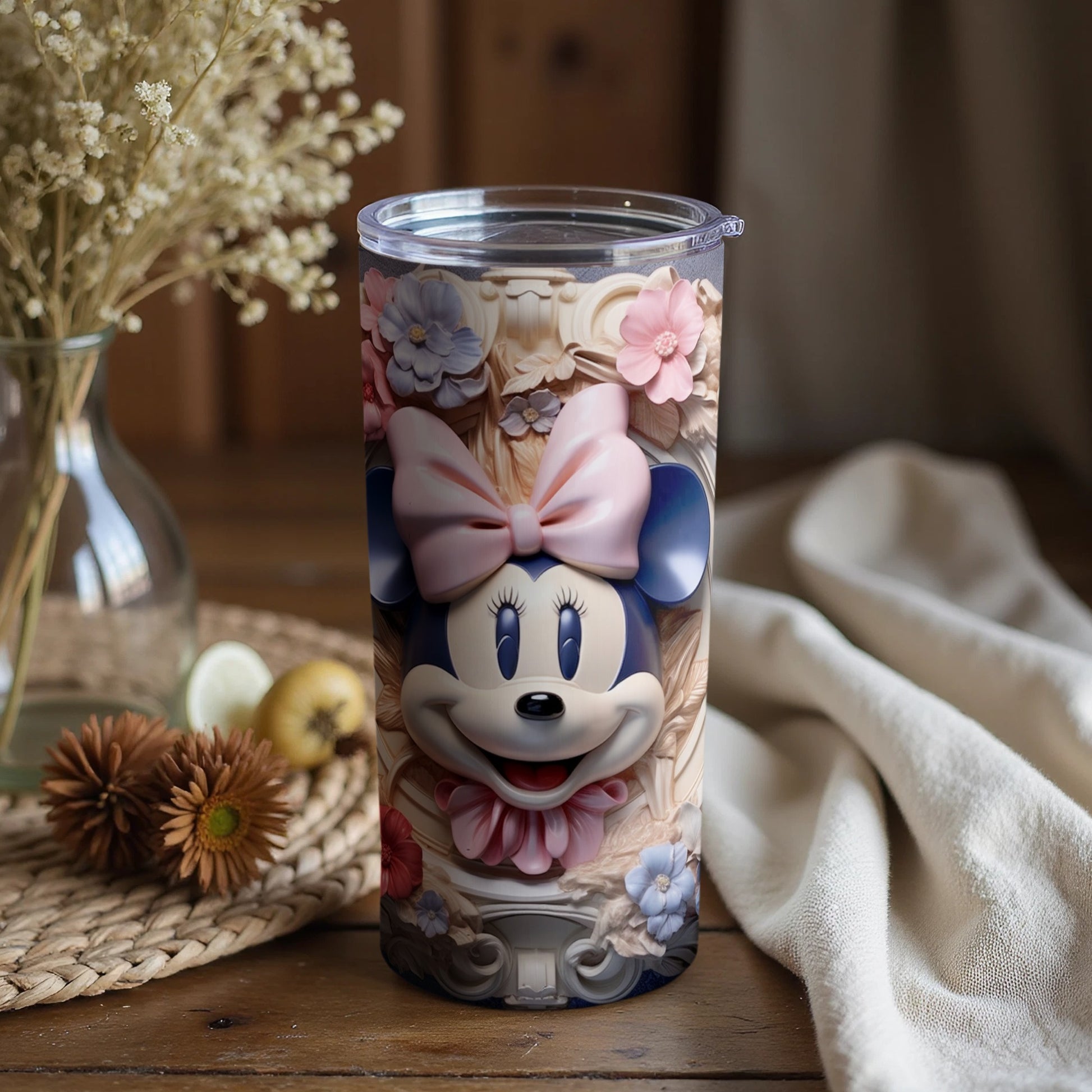 Adorable Floral Minnie Mouse Tumbler for Kids and Adults