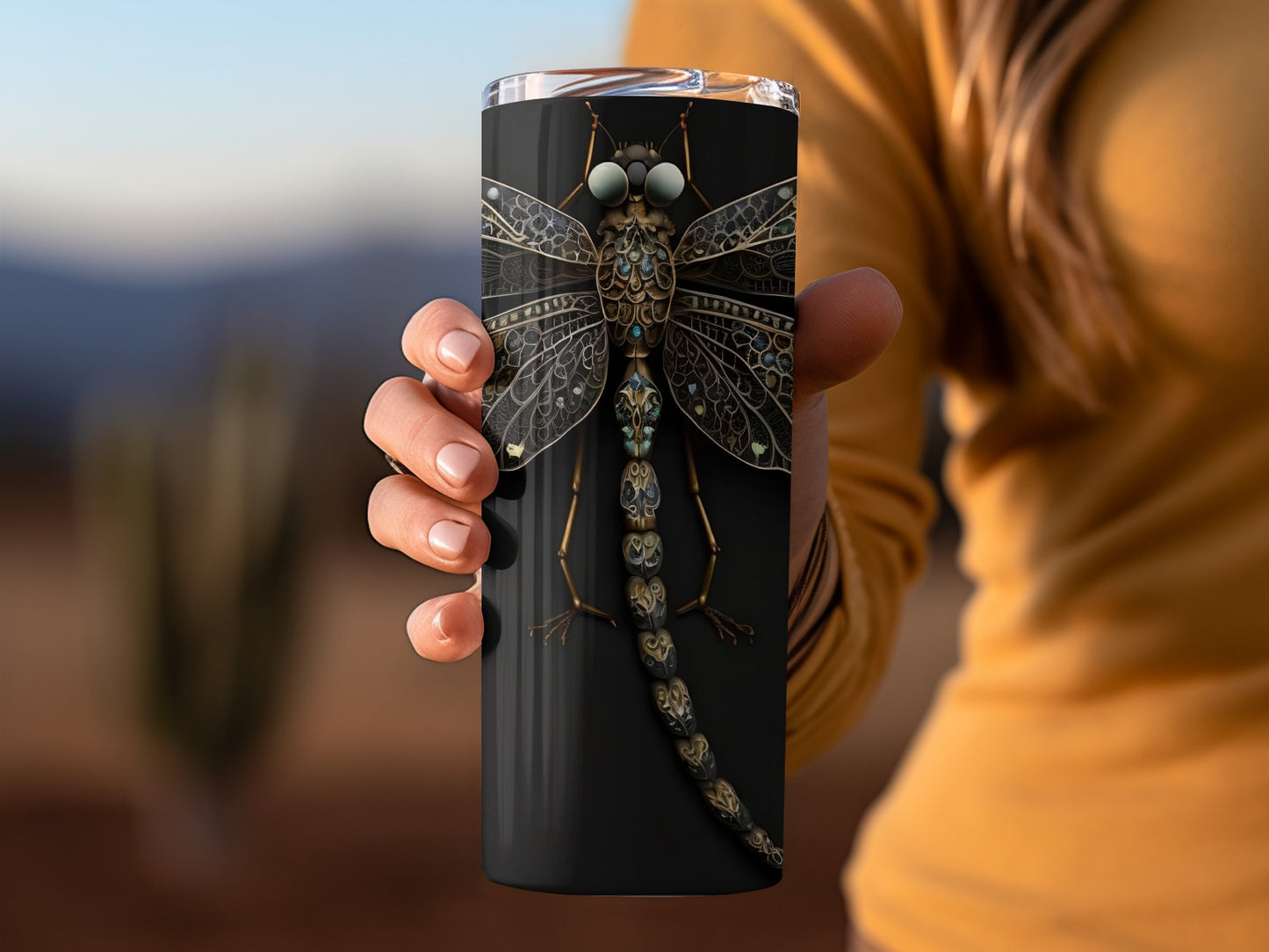 Intricate Dragonfly Design Tall Insulated Tumbler