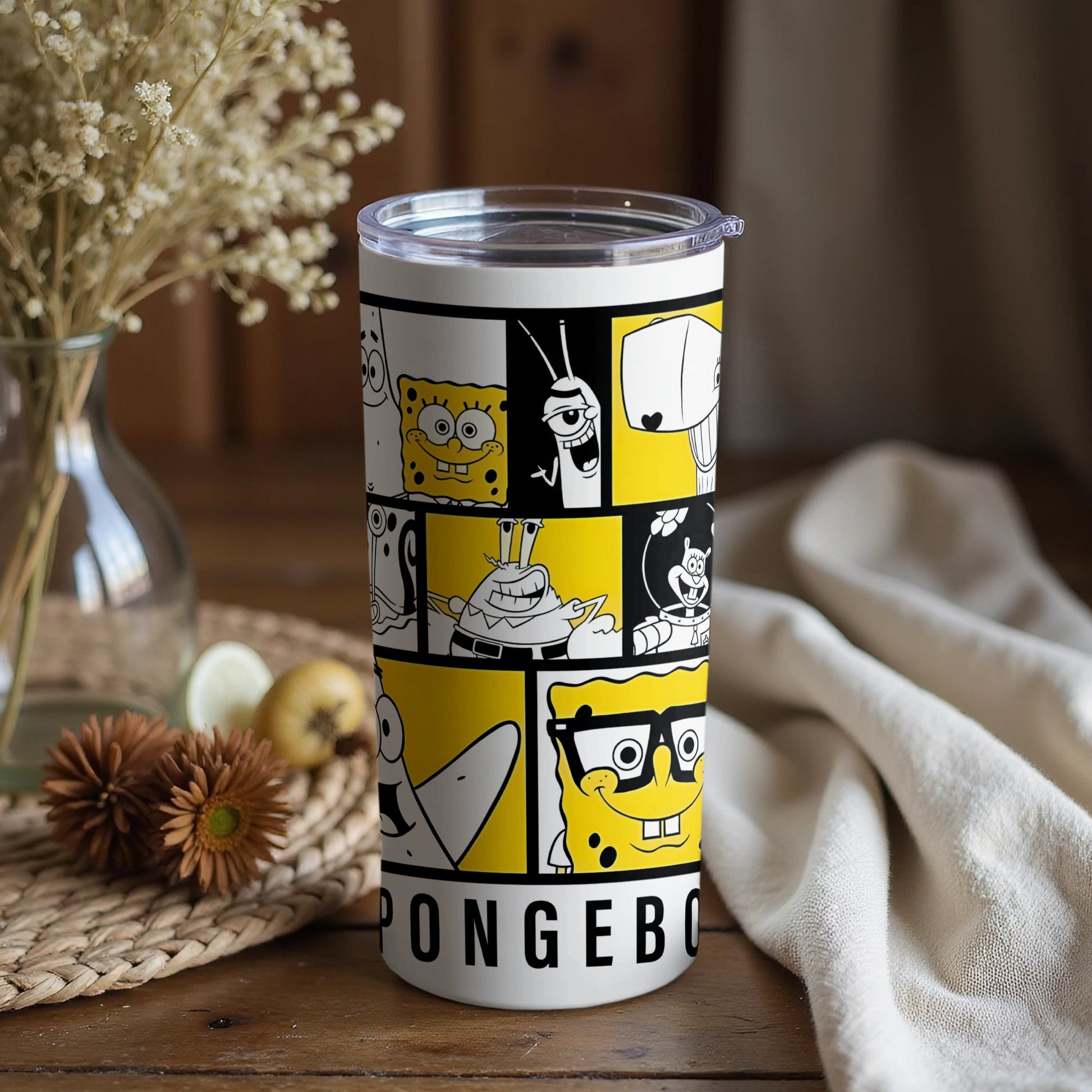 Cheerful SpongeBob Character Collage Insulated Tumbler