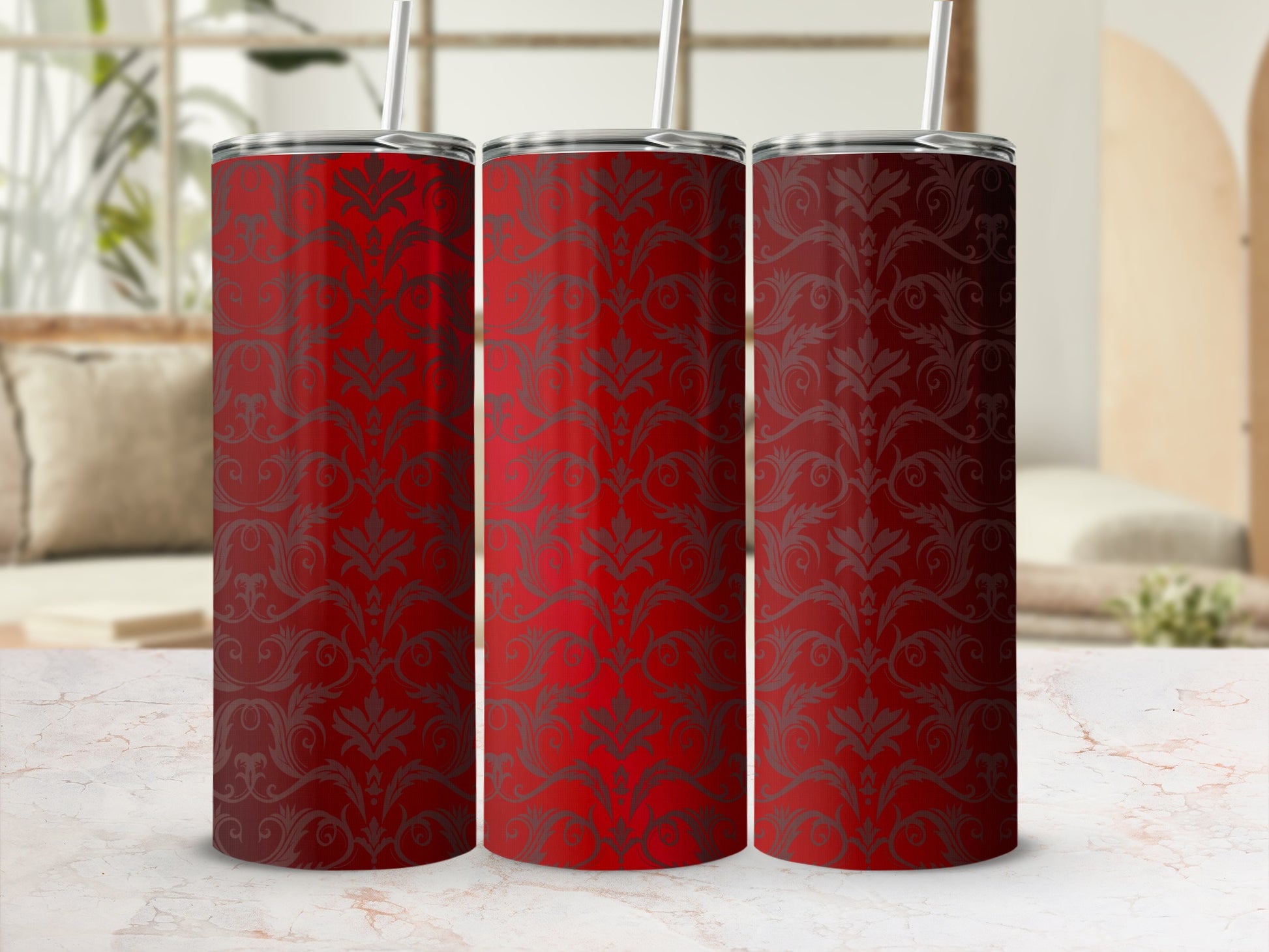 Red Damask Design Pattern Tumbler Beverage Holder product type