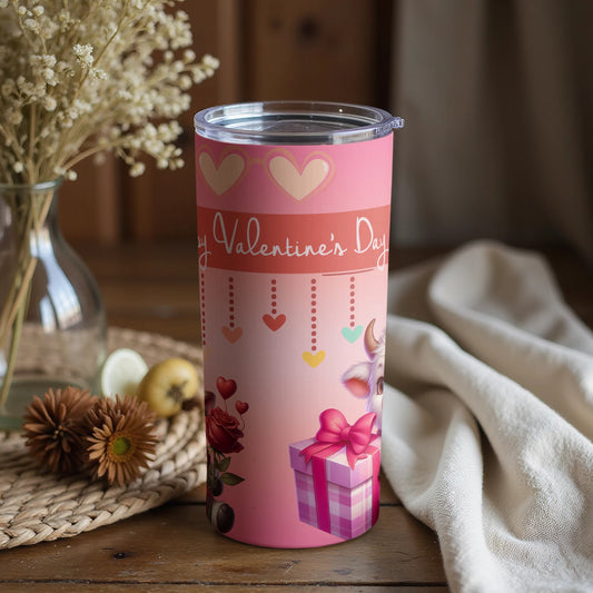 Happy Valentine's Day Gift Tumbler with Festive Design