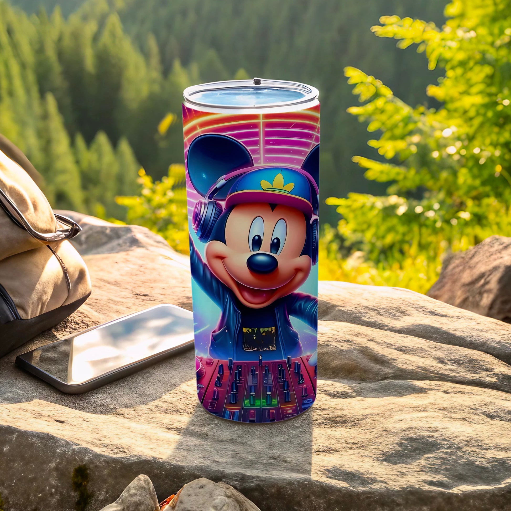 Vibrant DJ Mouse Travel Tumbler for Music Lovers