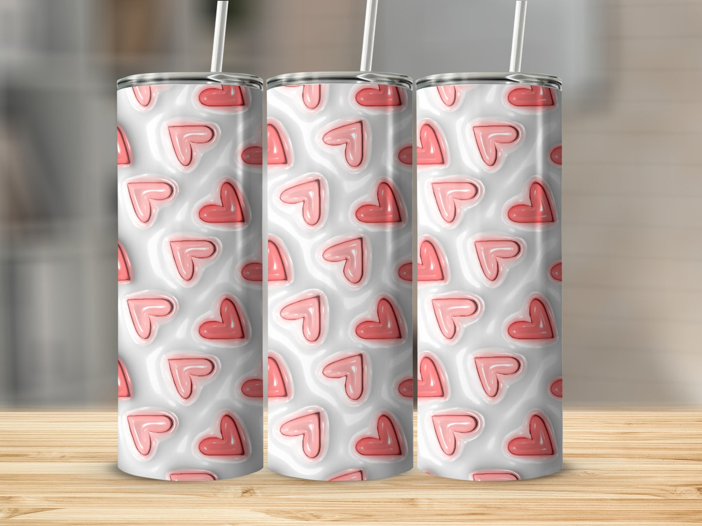Shiny Pink Hearts Wavy White Background Pattern product type