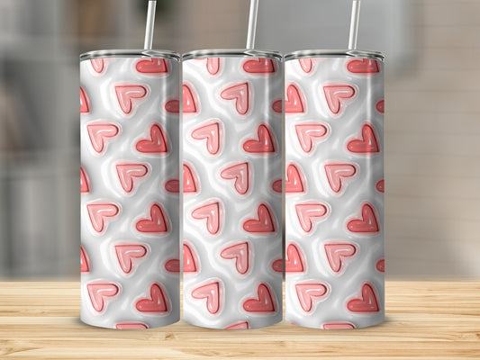 Shiny Pink Hearts Wavy White Background Pattern product type