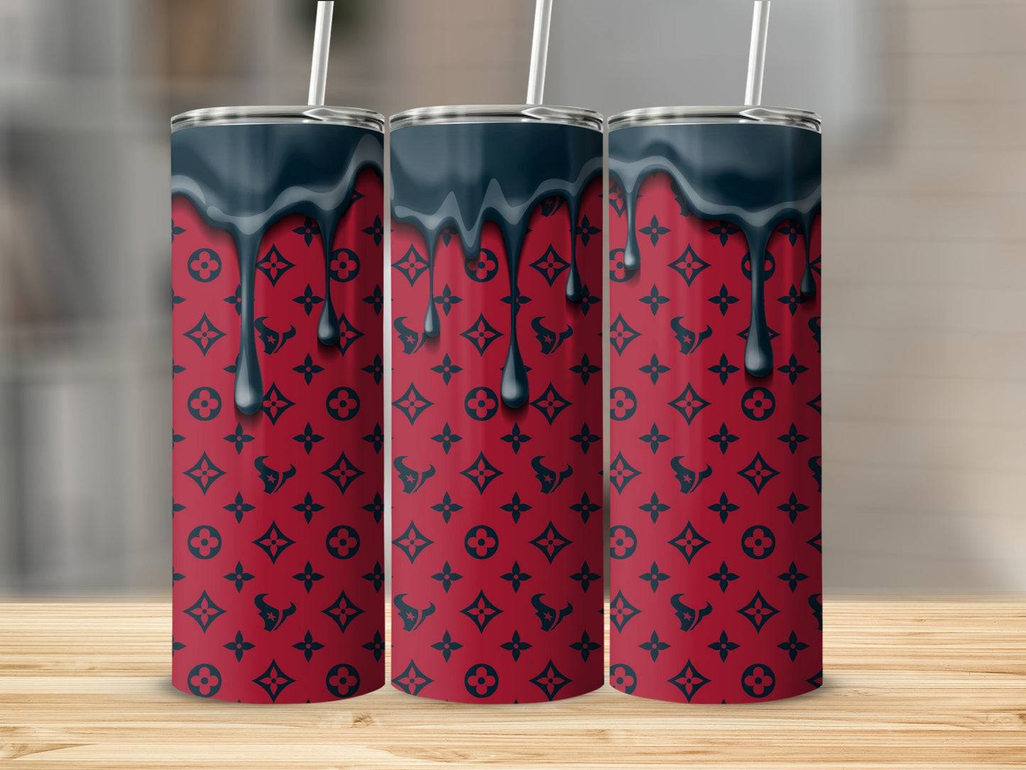 Houston Texans Red With Drip Background Graphics Tumblers