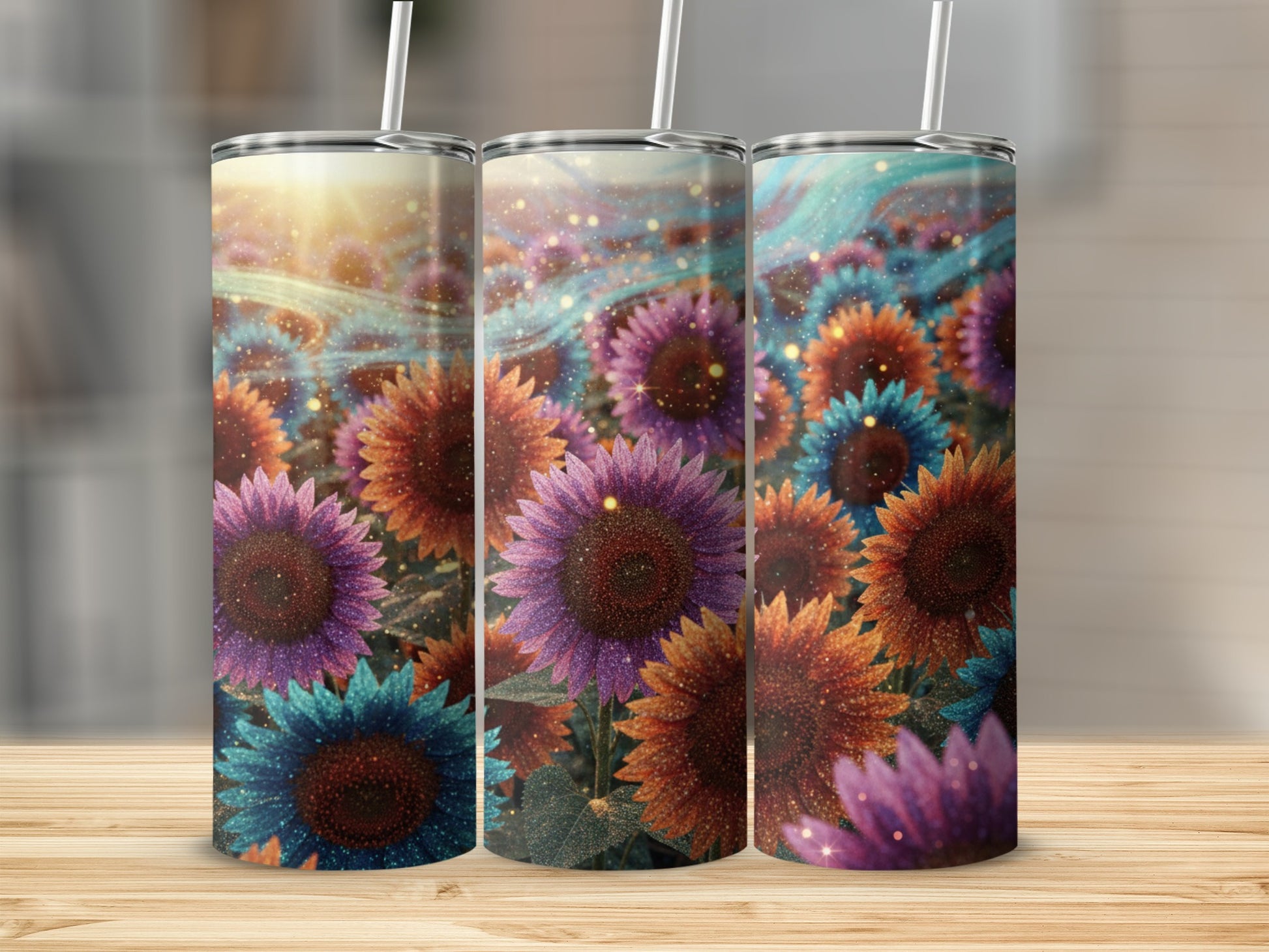 Colorful Sunflowers in Nature Wrap Tumbler Product