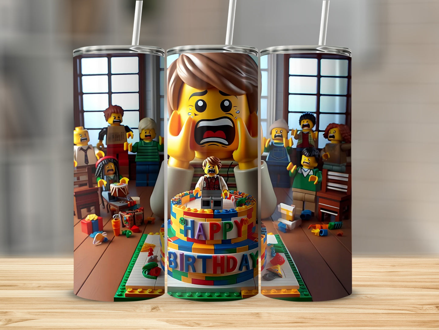 Funny Birthday Party Scene Printed Tumblers