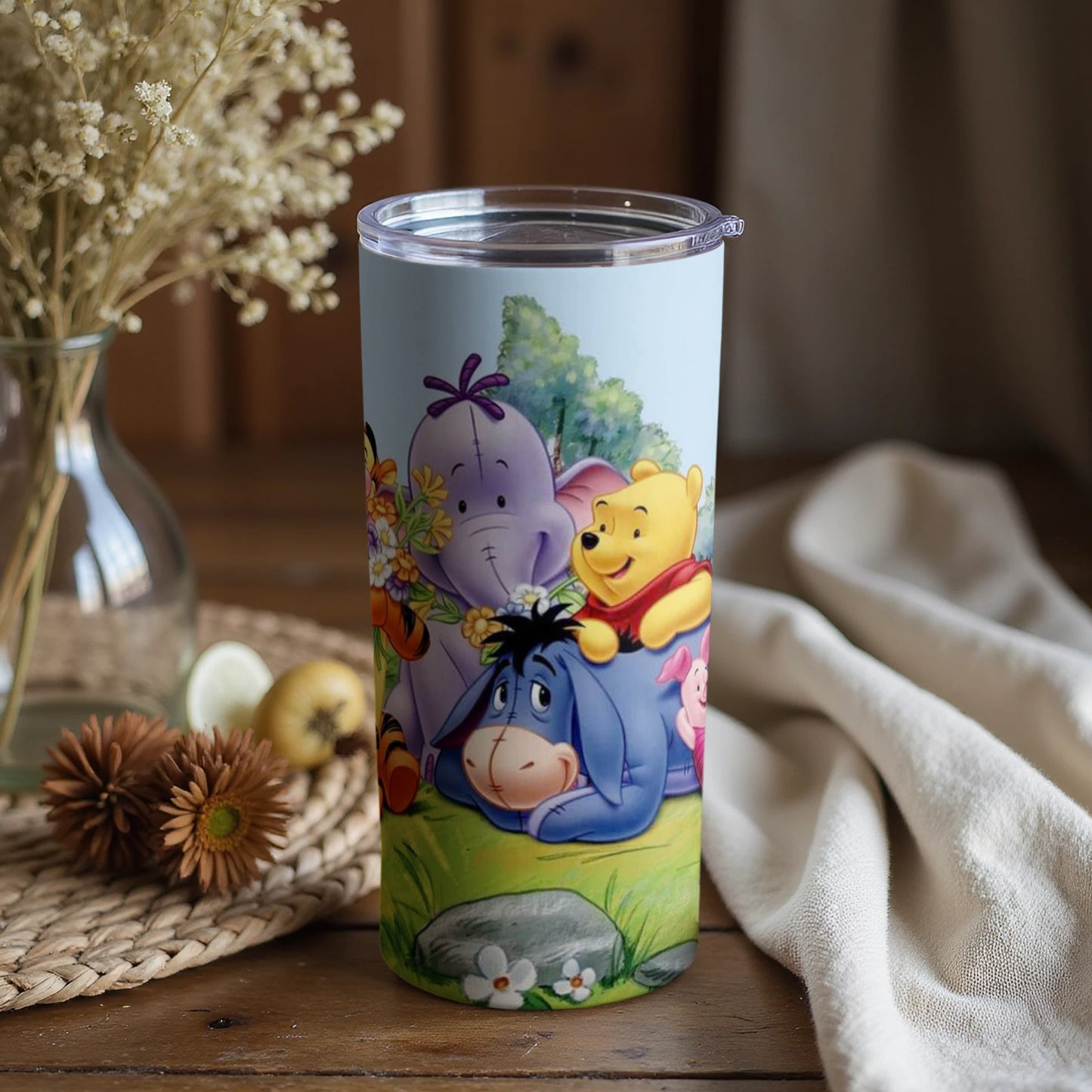 Cute Cartoon Characters Tumbler with Lid for Drinks