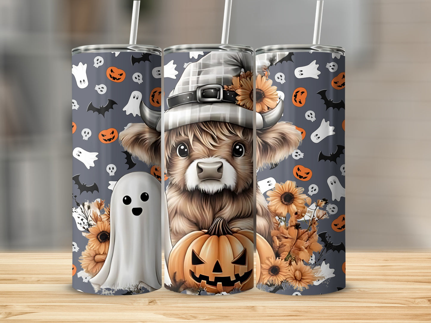 Spooky Ghost and Pumpkin Decorations Halloween tumbler