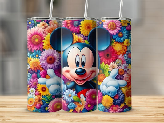 Colorful Floral Theme Mickey Mouse Tumbler
