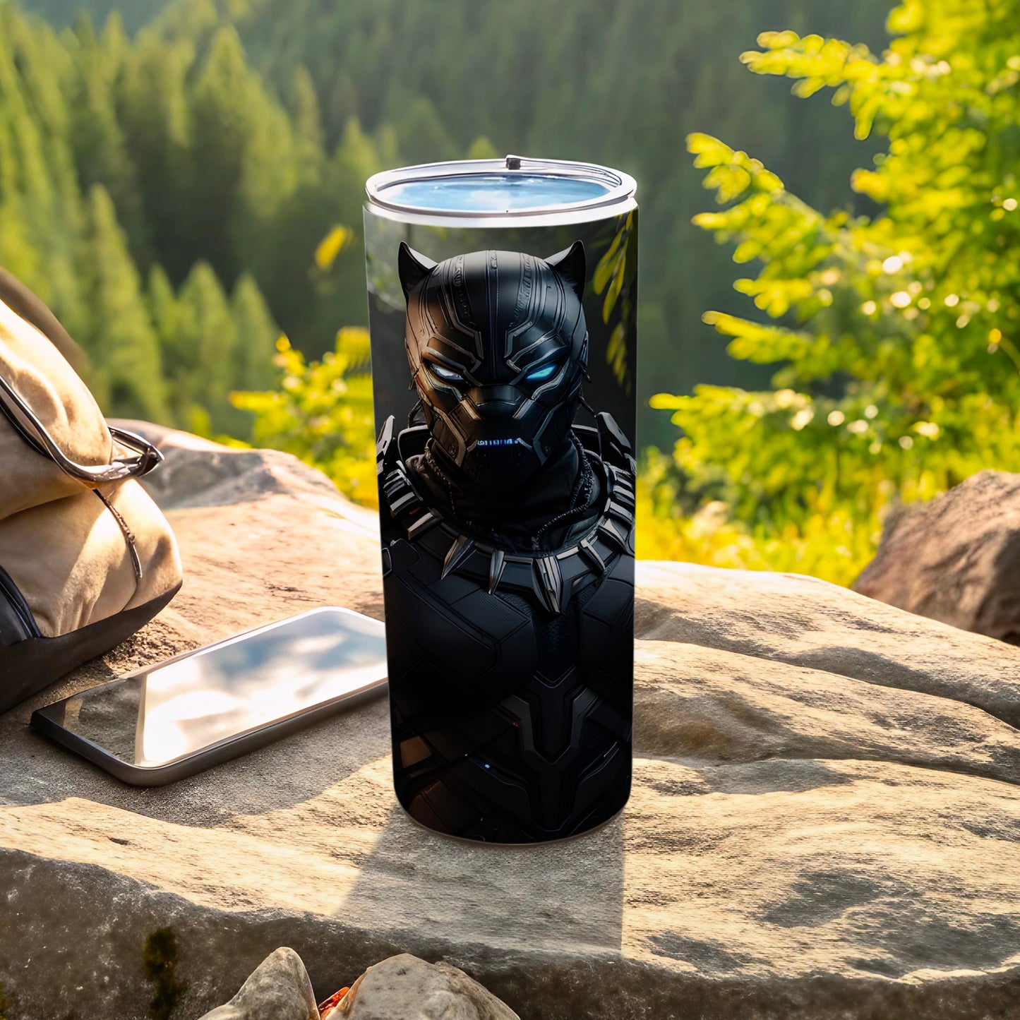 Black Panther Design Tumbler with Lid Hydro Flask