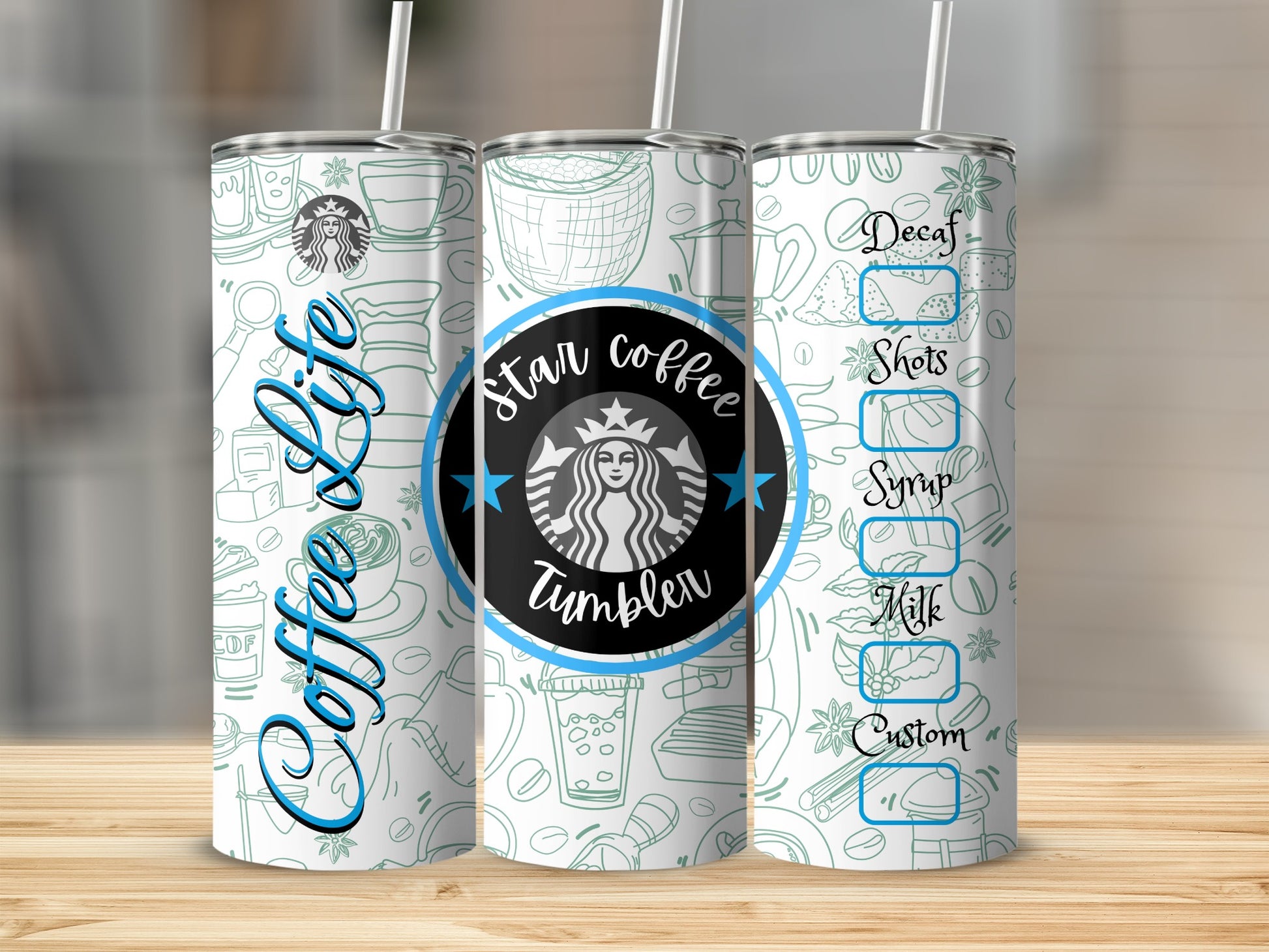 Coffee Life Star Coffee Tumbler Customizable Design