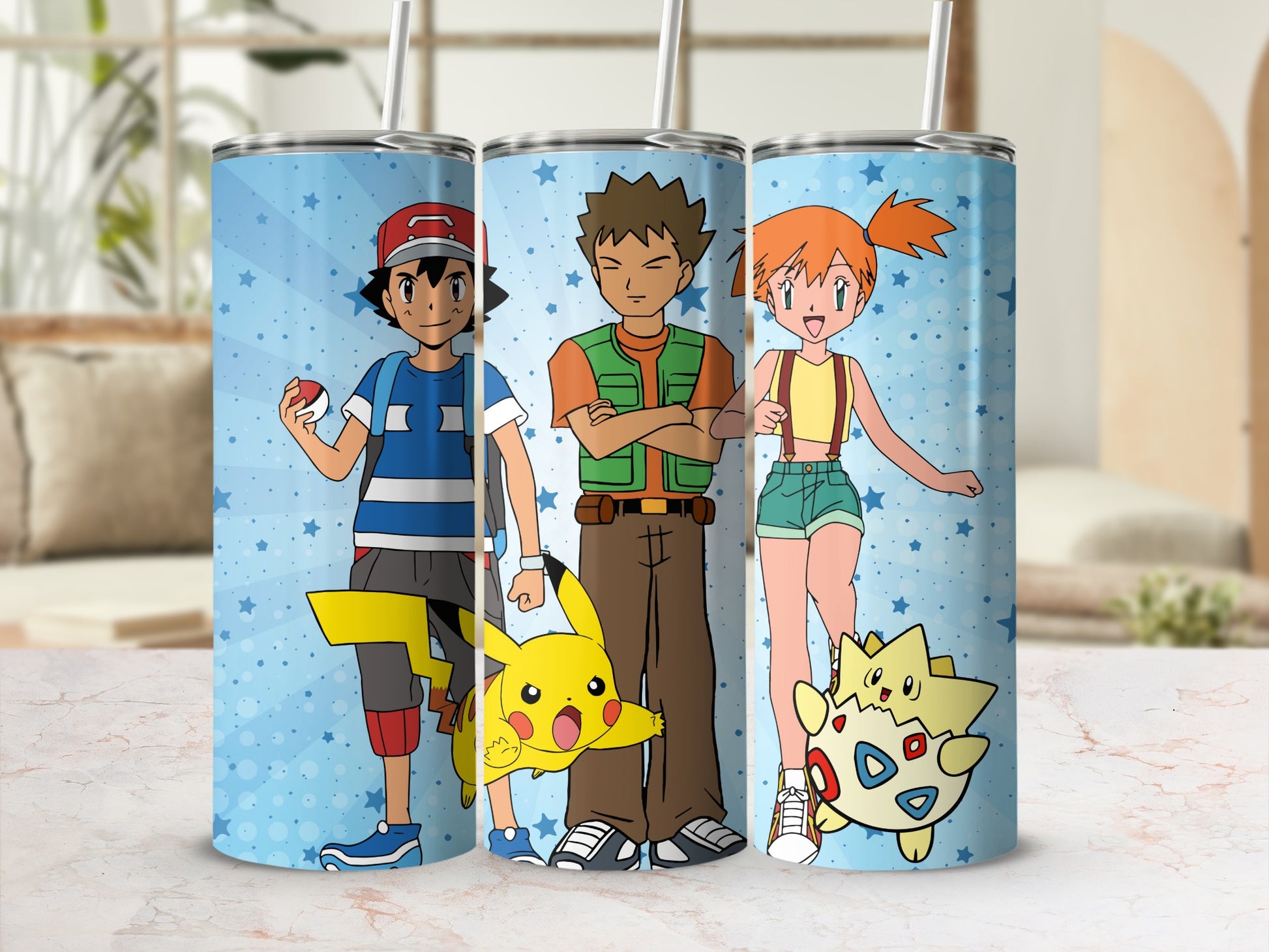 Pokémon Character Tumbler with Ash Misty and Brock